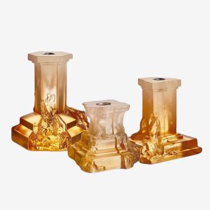 Kosta Boda <br>Rocky Baroque Crystal Candlestand  Amber L - Image 2