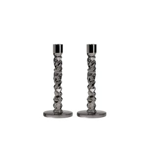 Orrefors <br>Carat Candlestand Graphite M - Set of 2