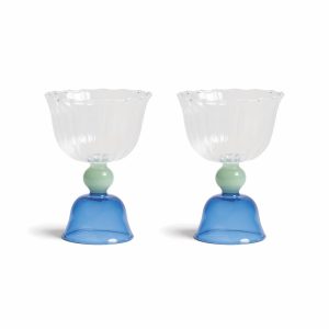 &Klevering <br>Tulip Glass Blue - Set of 2