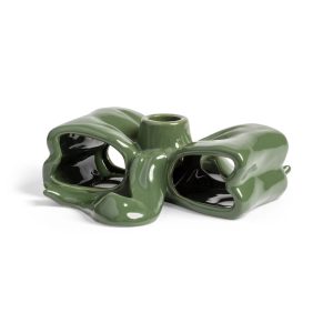 &Klevering <br>Candle Holder Ribbon Green