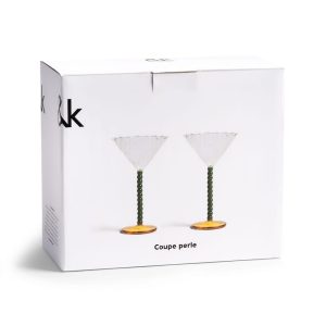&Klevering <br>Coupe Perle Glass Green - Set of 2 - Image 6